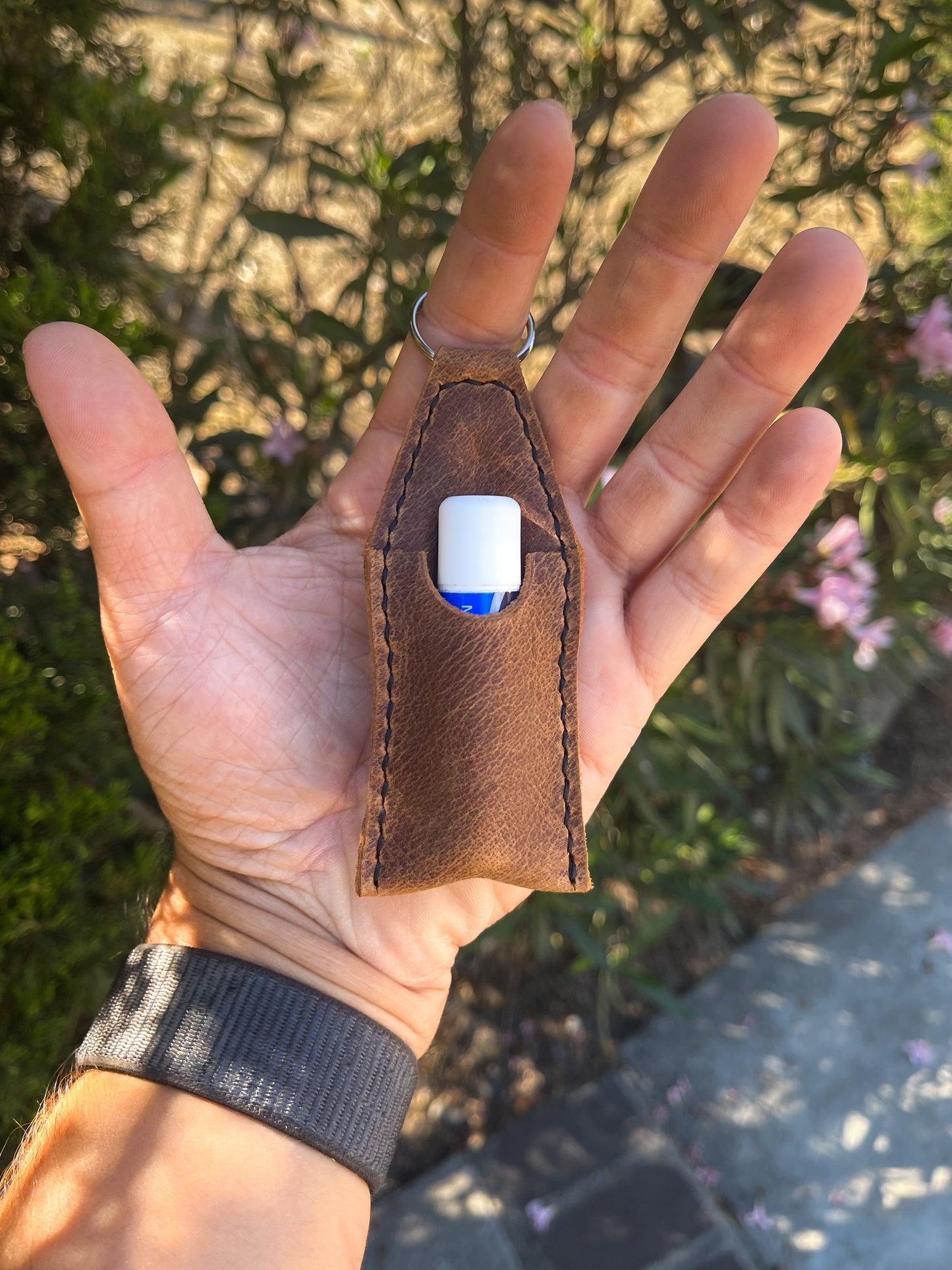 Leather Lip Balm Keychain