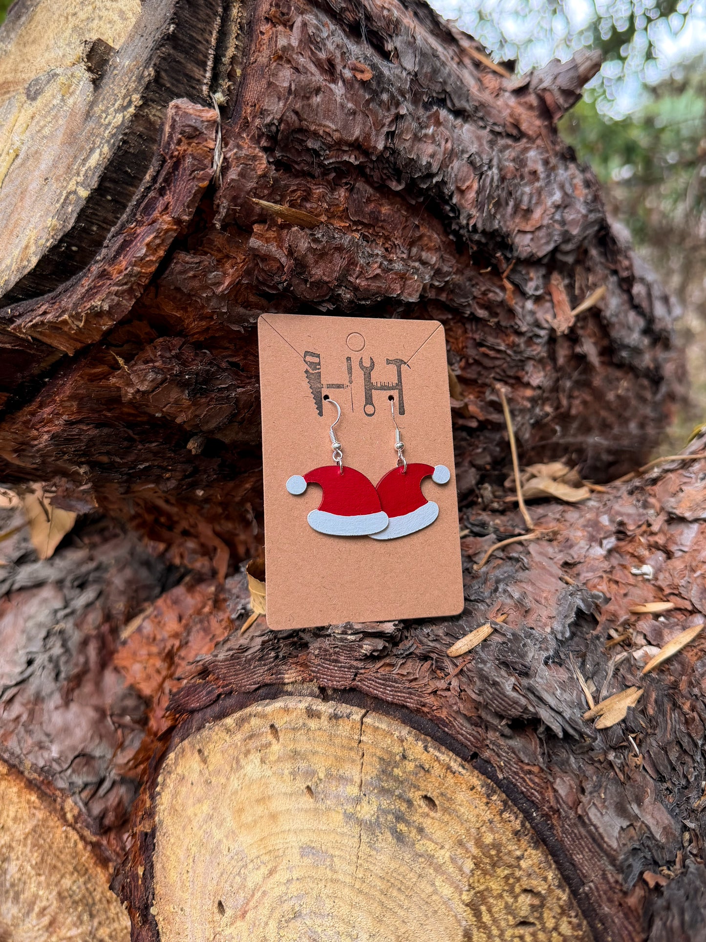 Leather Christmas Earrings