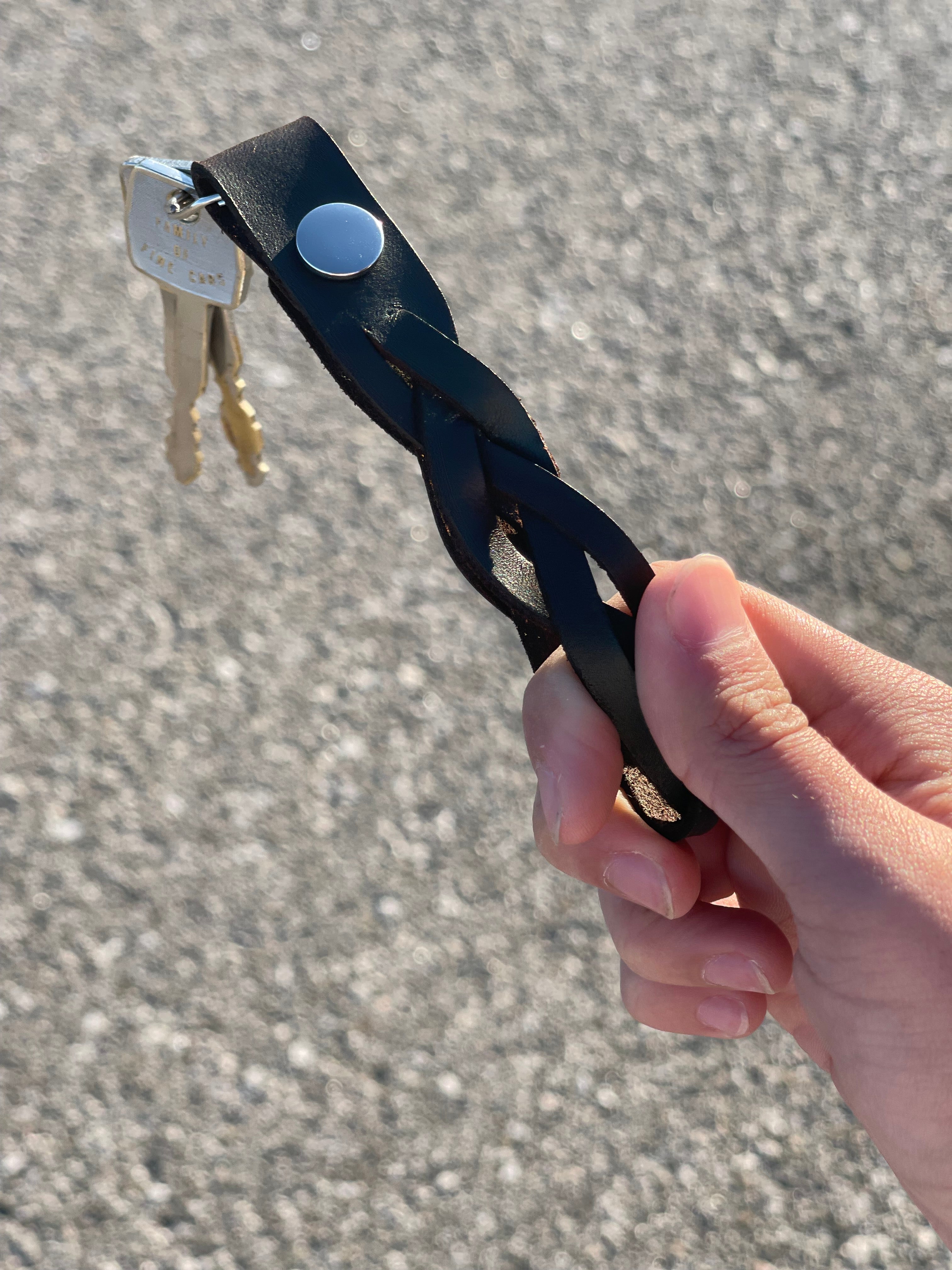 Leather Braided Keychain Loop