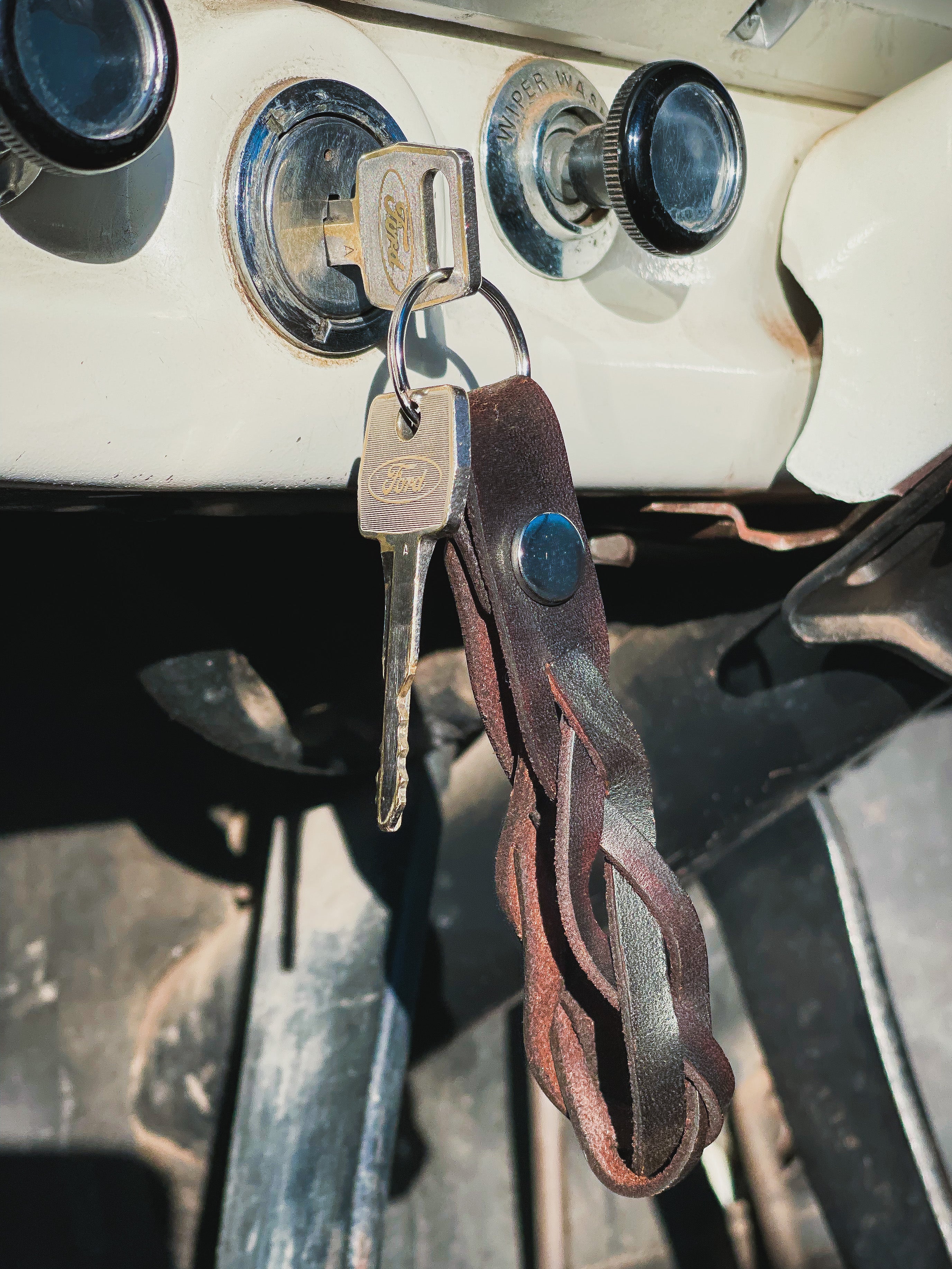 Leather Braided Keychain Loop