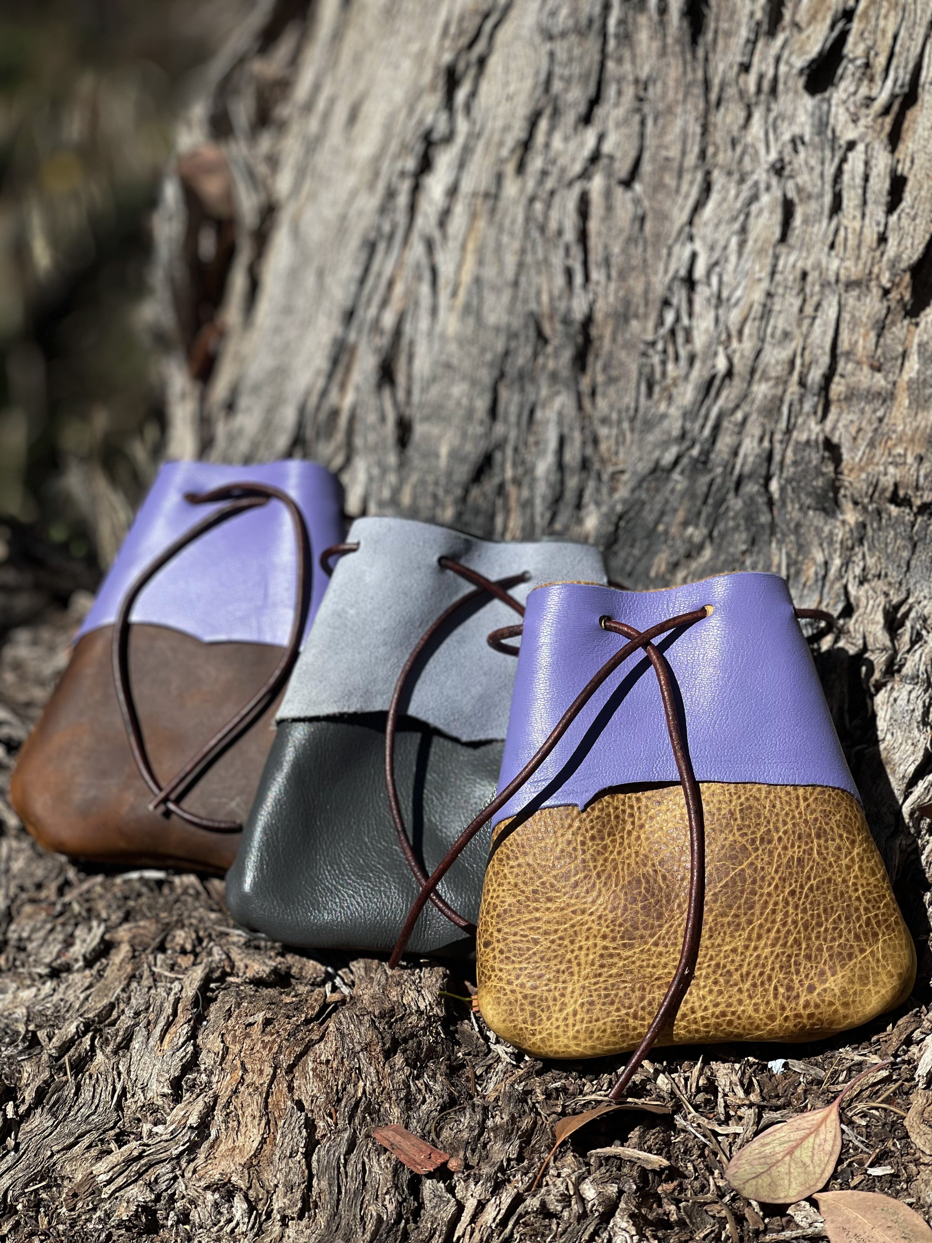 Drawstring Leather Pouch